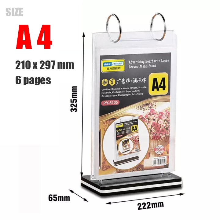 Restaurant menu display A4 size shop promos holder Acrylic display ...