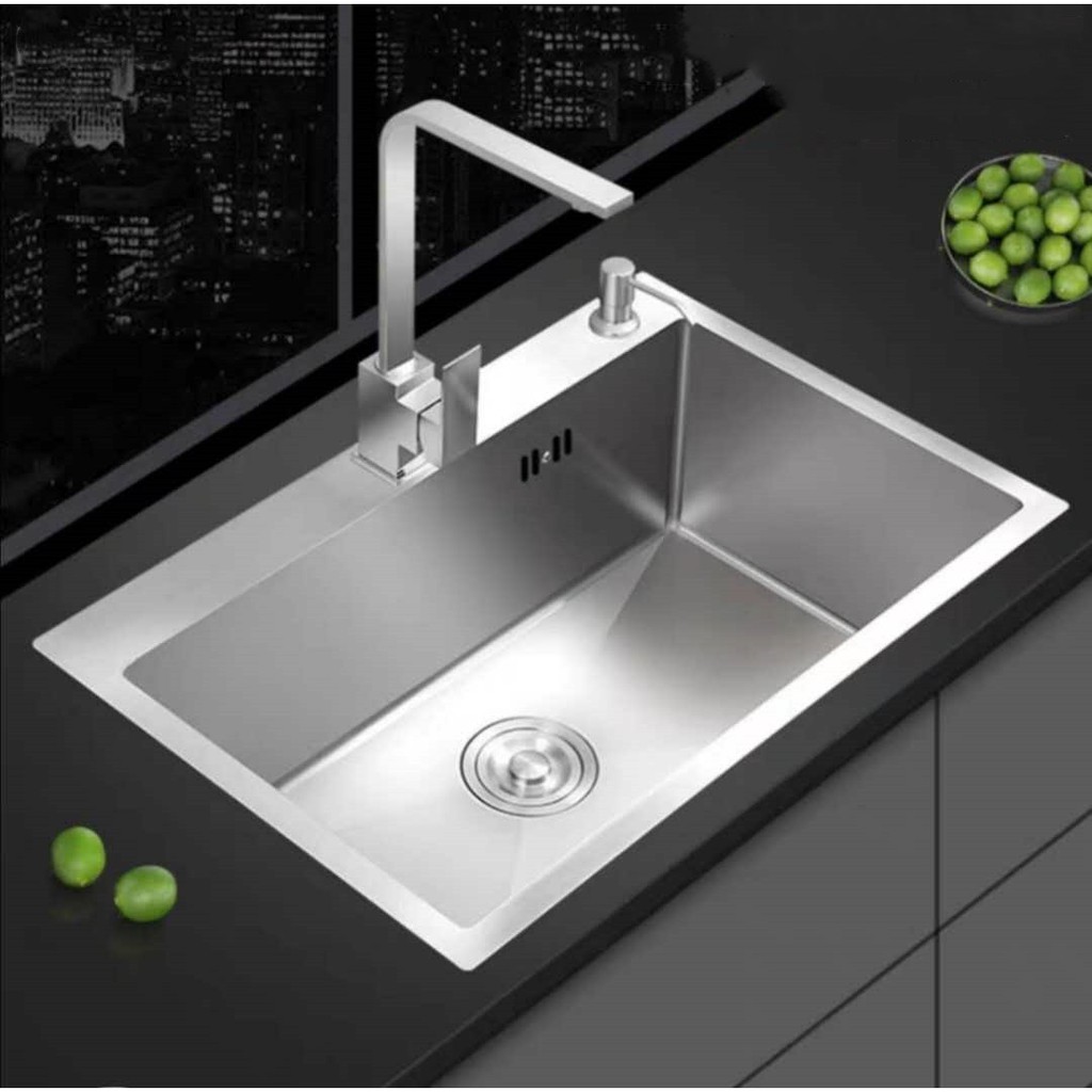 SUS304 stainless steel handmade kitchen sink /Thickness 3mm Shopee