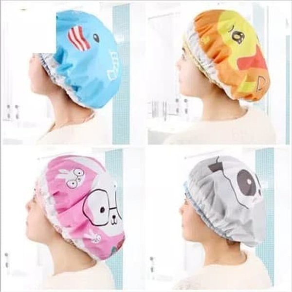 Shower CAP Plastic MOTIF / Bath Hat Close Head / Can Be Used For Food