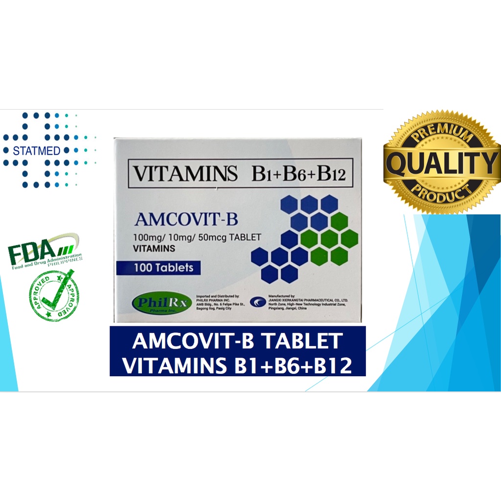 Vitamin B Complex AMCOVITB / AMCOVITB FORTE B1 B6 B12Tablet 1 box [50 & 100 tablets] Shopee