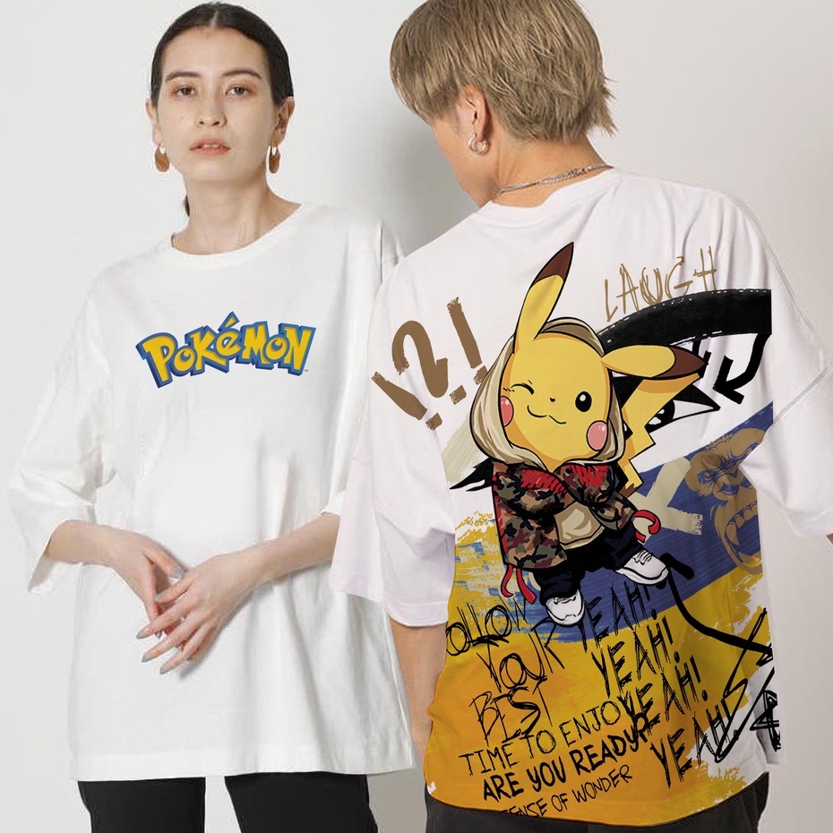 Pokemon Design White Oversize T shirt Trendy anime fashion Tops | Shopee  Philippines