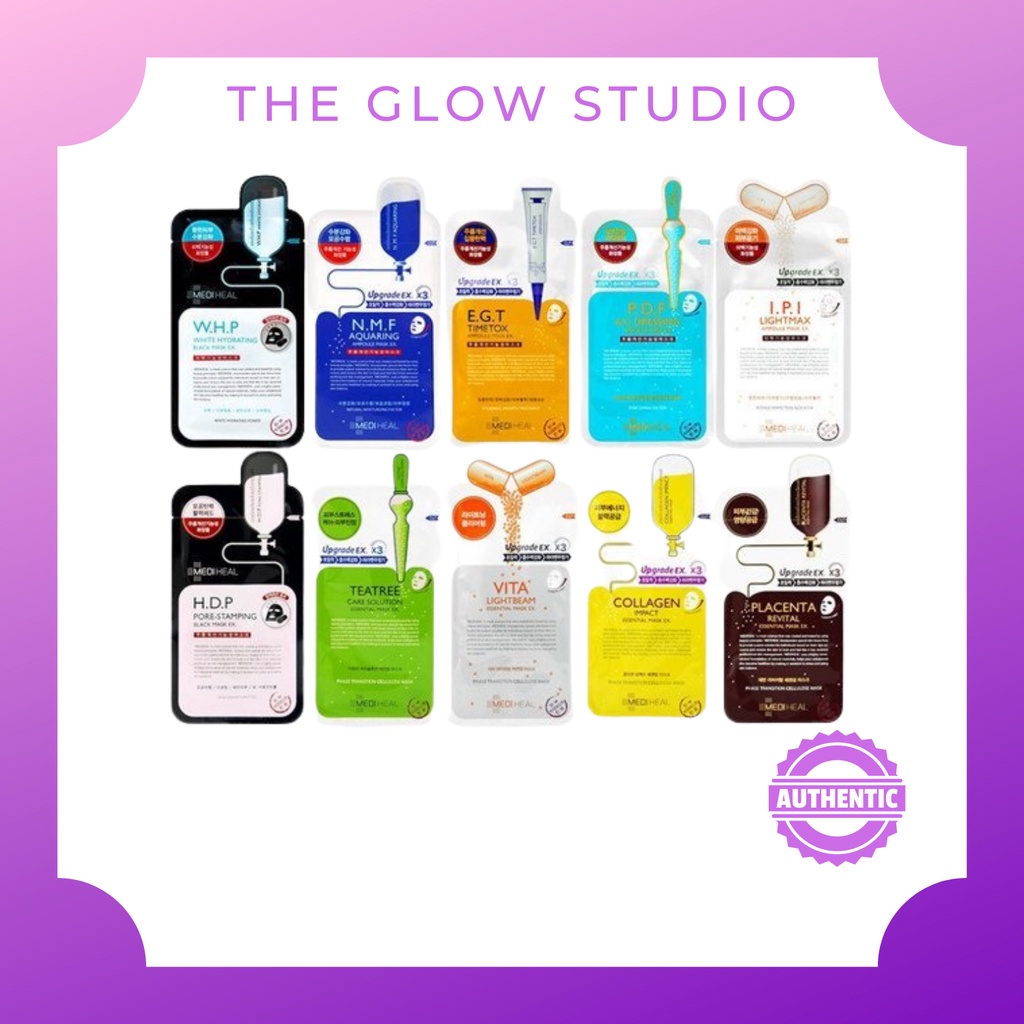 Mediheal Face Mask - Collagen Vita Lightbeam Tea Tree Placenta HDP NMF WHP IPI RNA EGT PDF DNA APE #10