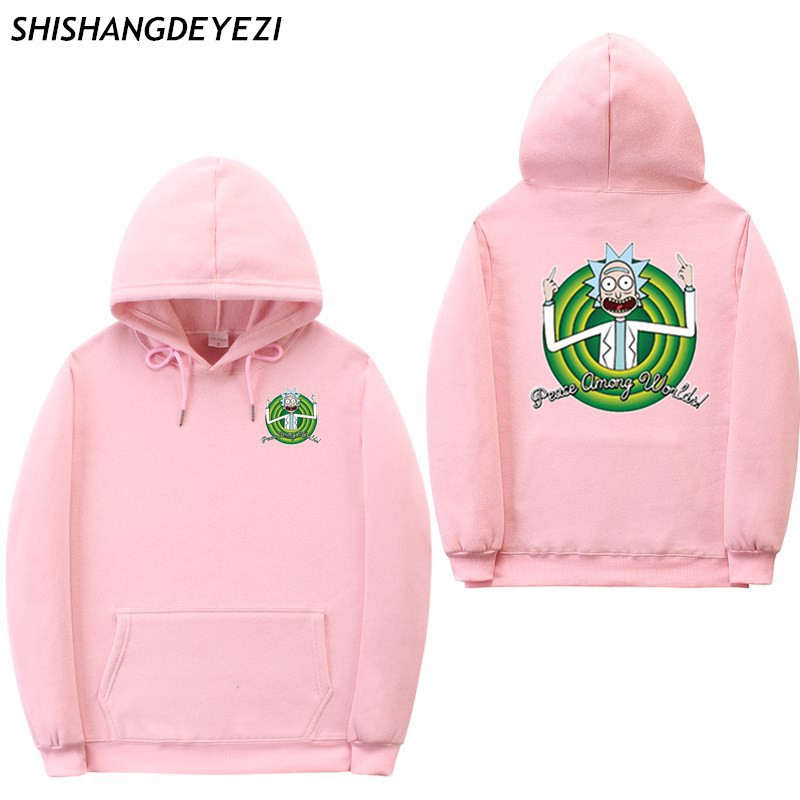 rick and morty hoodie pink