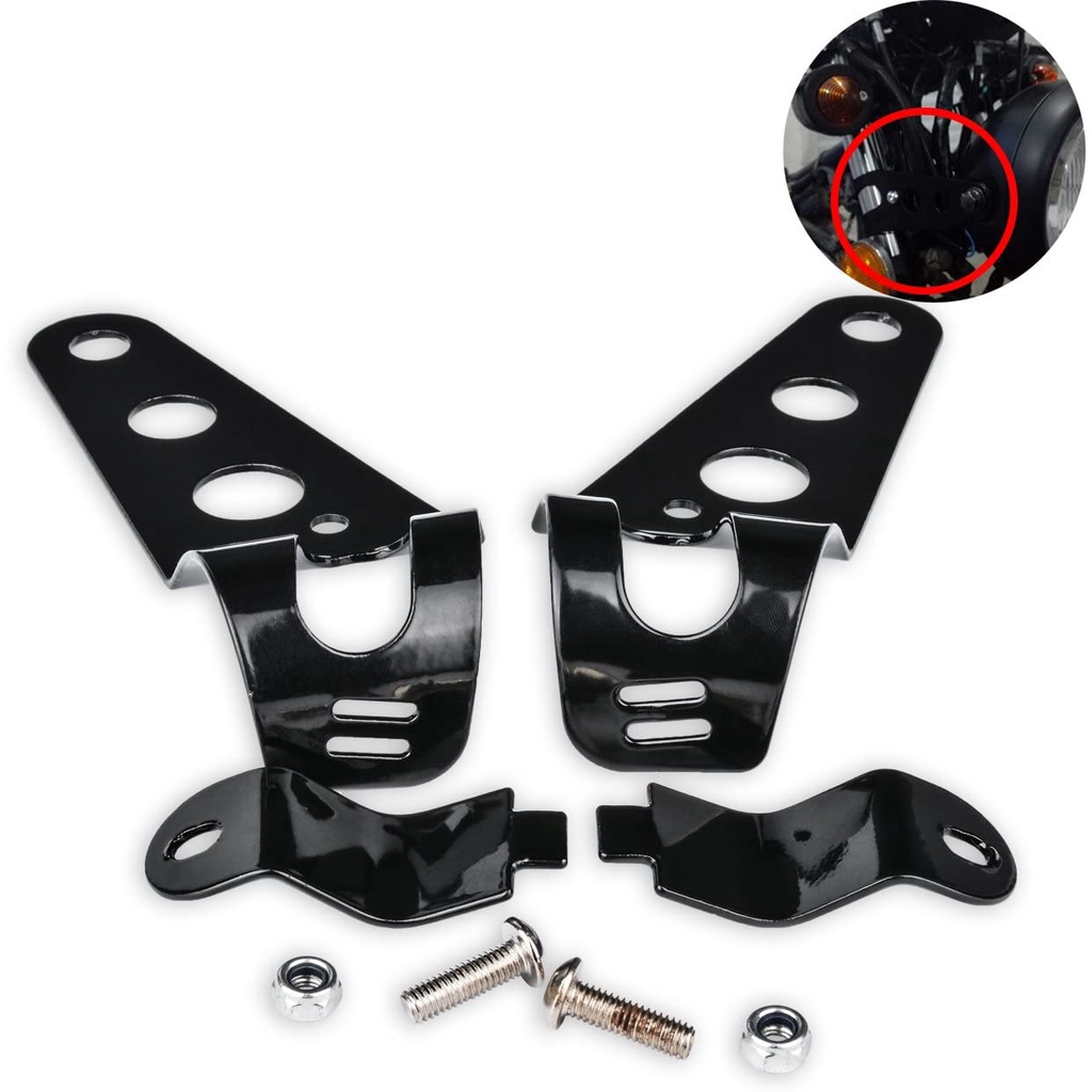 KATUR 1 Pair 38-51mm/31mm-39mm Motorcycle Headlight Lamp Mount Fork Bracket Balck Universal Compatible With Chopper Bobber Street Bike Cafe Racer Harley Davidson #3