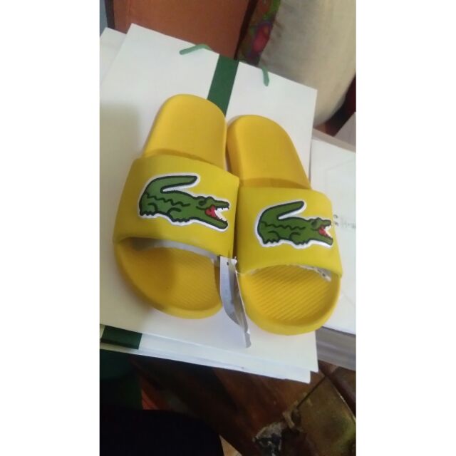 lacoste yellow slides