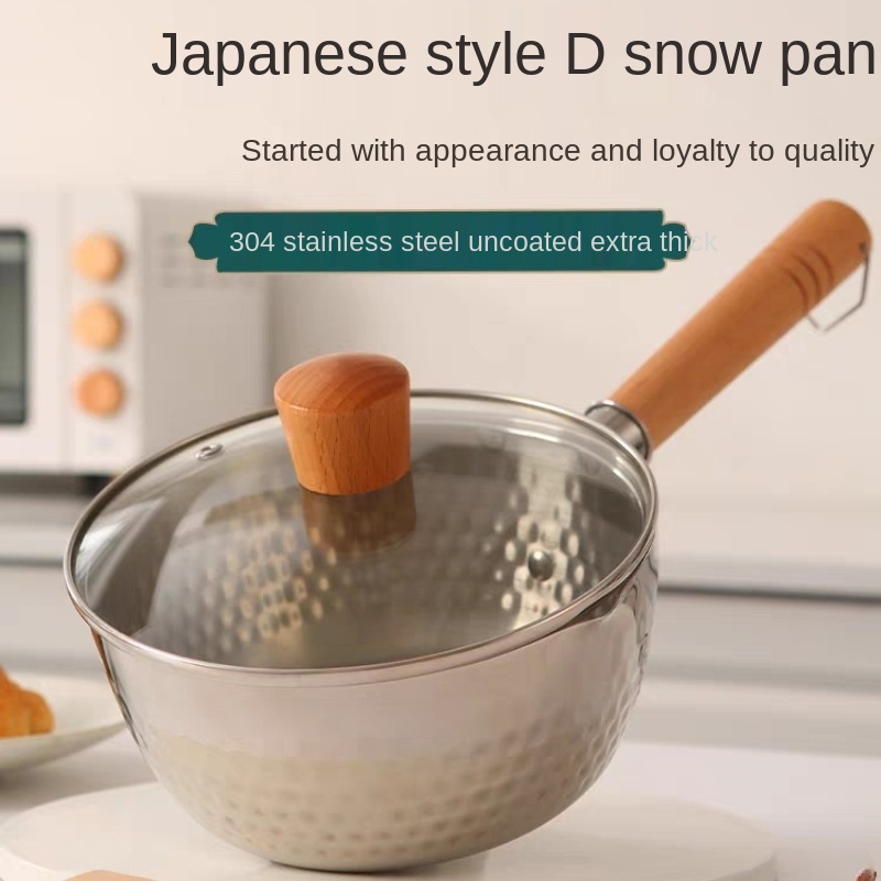 Japanese-style Snow Pan 304 Stainless Steel Pot Soup Pot Household Instant Noodle Boiling Milk Pot