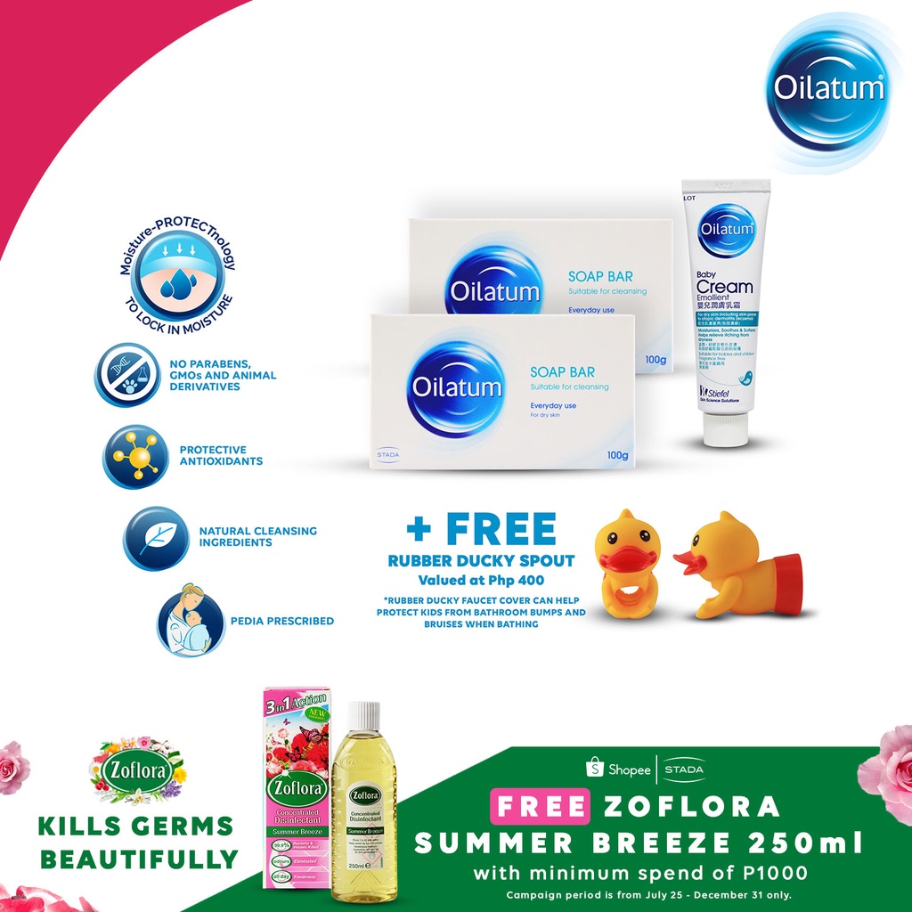 Stada Oilatum Soap Bar 100g Pack of 2 and Oilatum Baby Cream 30g + FREE