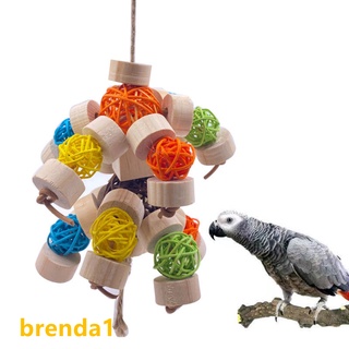 【COD】 Parrot Wooden Chew Toy Colorful Rattan Ball Block Knots Tearing Toy Bird Cage Accessories Bird Supplies