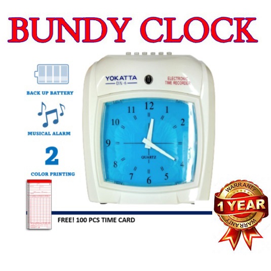 Bundy Clock Time Attendance recorder Yokatta DX6 DTR PUNCH CARD with