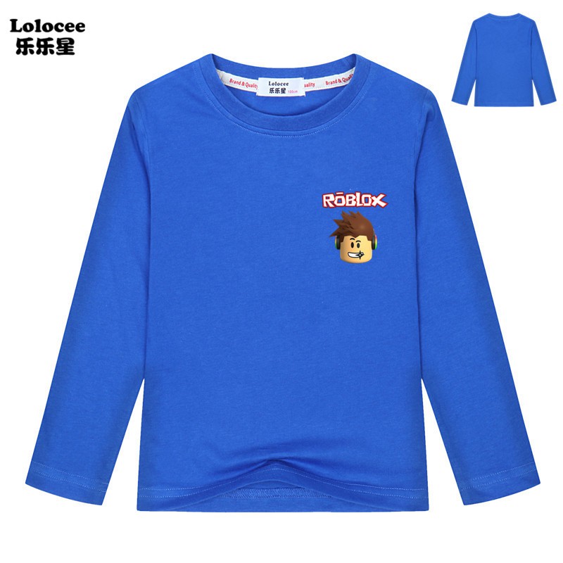 Boys Roblox Game Long Sleeve T Shirt Kids Video Game Clothes Cotton Tops Shopee Philippines - roblox striped long sleeve shirt