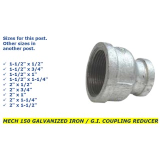 2 1 2 X 1 2 To 3 X 2 1 2 Mech 150 Galvanized Iron G I Coupling Reducer Shopee Philippines