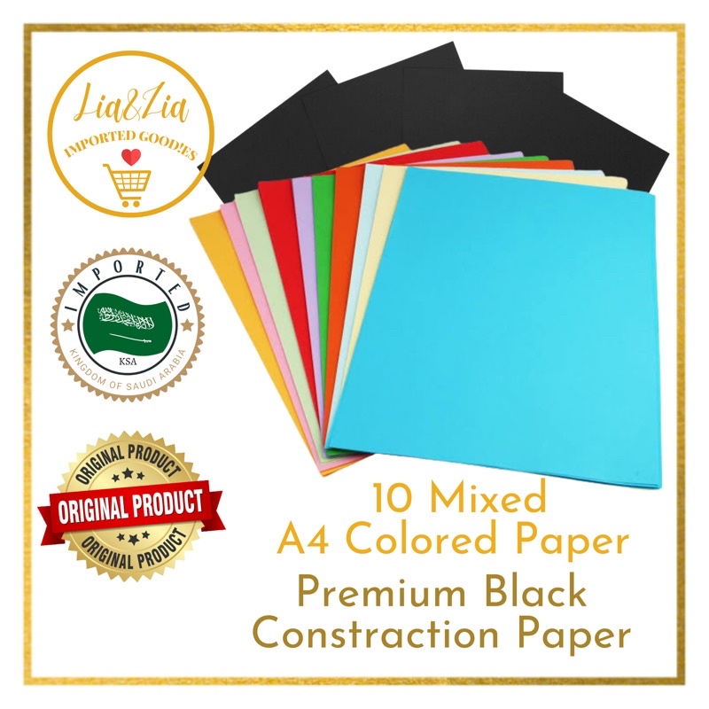 Mixed Colored Paper / Premium Black Constraction Paper, A4 size Shopee Philippines