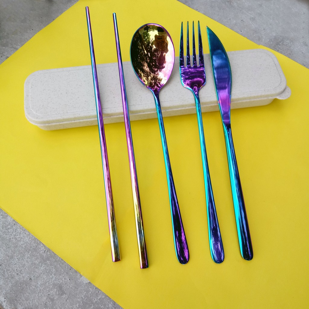 Colorful stainless steel spoon and fork set Shopee Philippines