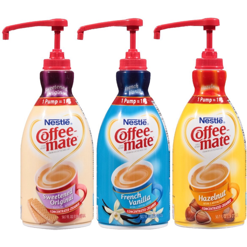 Nestle Coffee mate Hazelnut, French Vanilla, Sweetened Original Coffee creamer 50.7oz (1L Pump