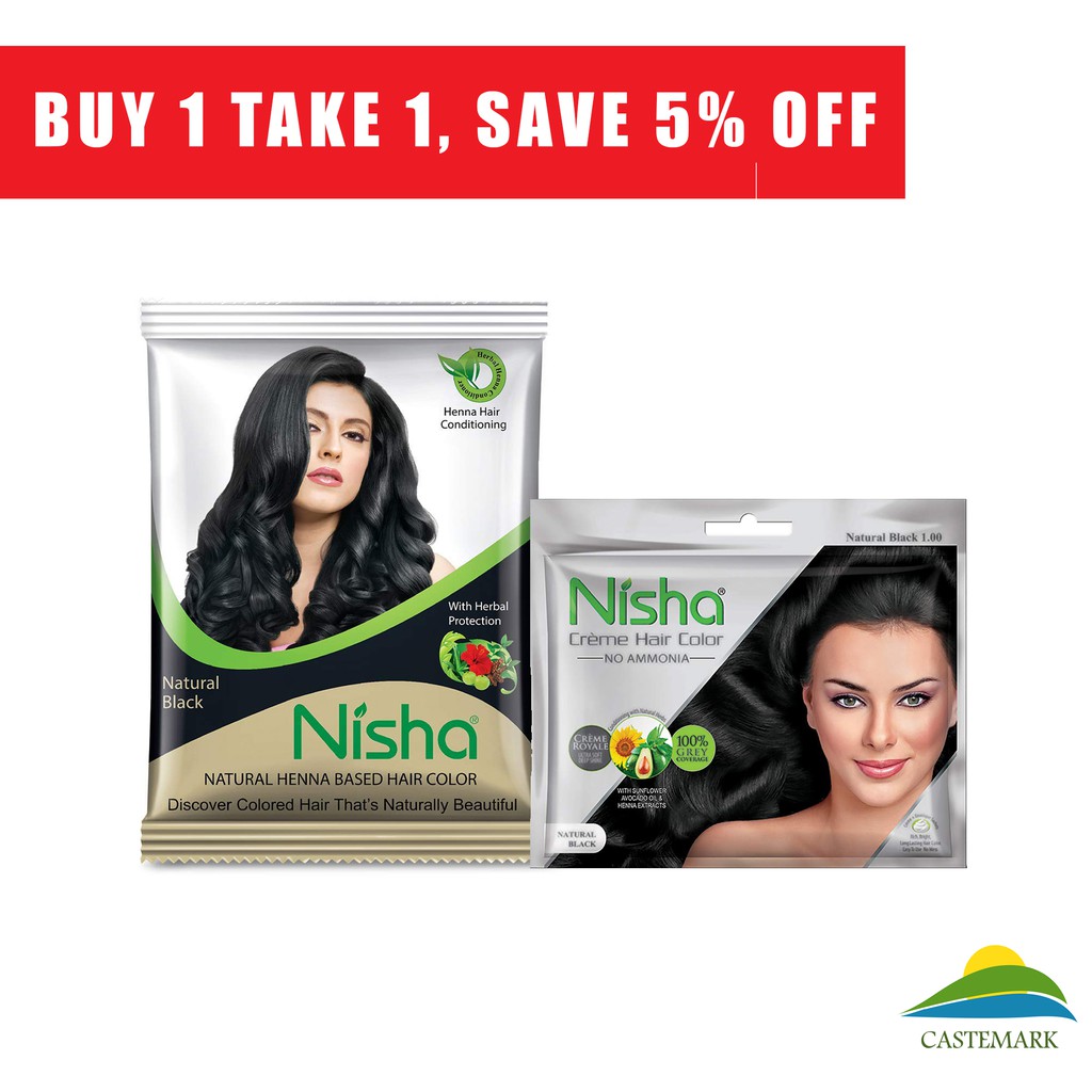 Nisha Black (BUNDLE) Crème Hair Color and Conditioner | Shopee Philippines
