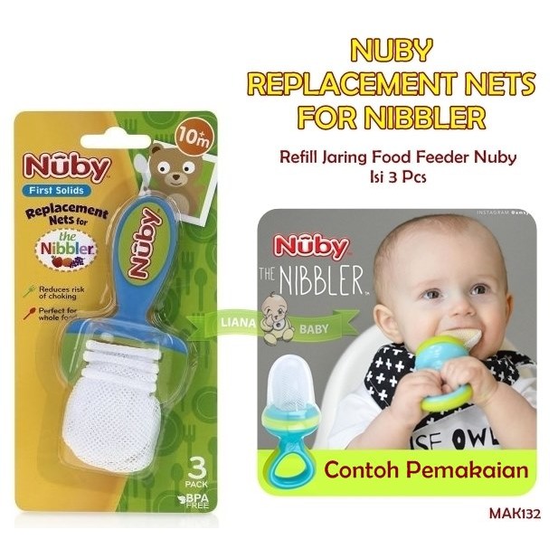 Mak132 NUBY REPLACEMENT NETS FOR NIBBLER / REFILL Network FOOD FEEDER