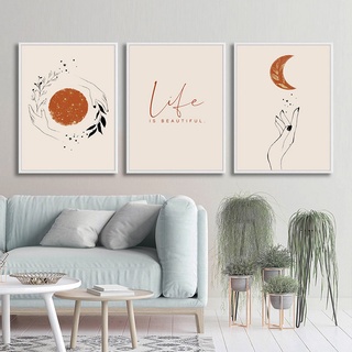 Abstract Boho Style Hand Sun Moon Scene Canvas Painting Print Nordic Wall Decorative Posters for Living Room Home Art Decoration #1