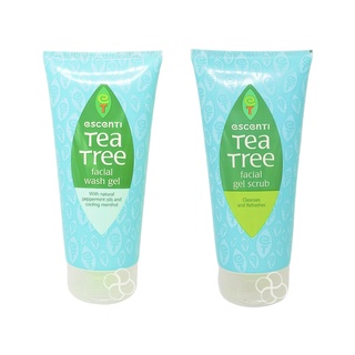 ESCENTI Tea Tree Facial Wash 150ml & Facial Scrub 150ml (Imported from UK) - 2024 Expiry