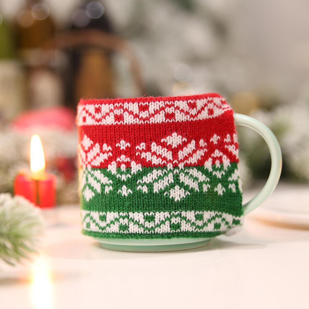 Knitted Mug Coffee Tea Cup Sleeve Warmer Holder Christmas Table