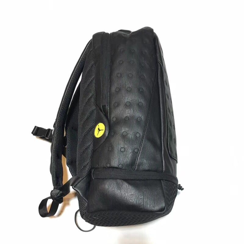 black leather jordan backpack