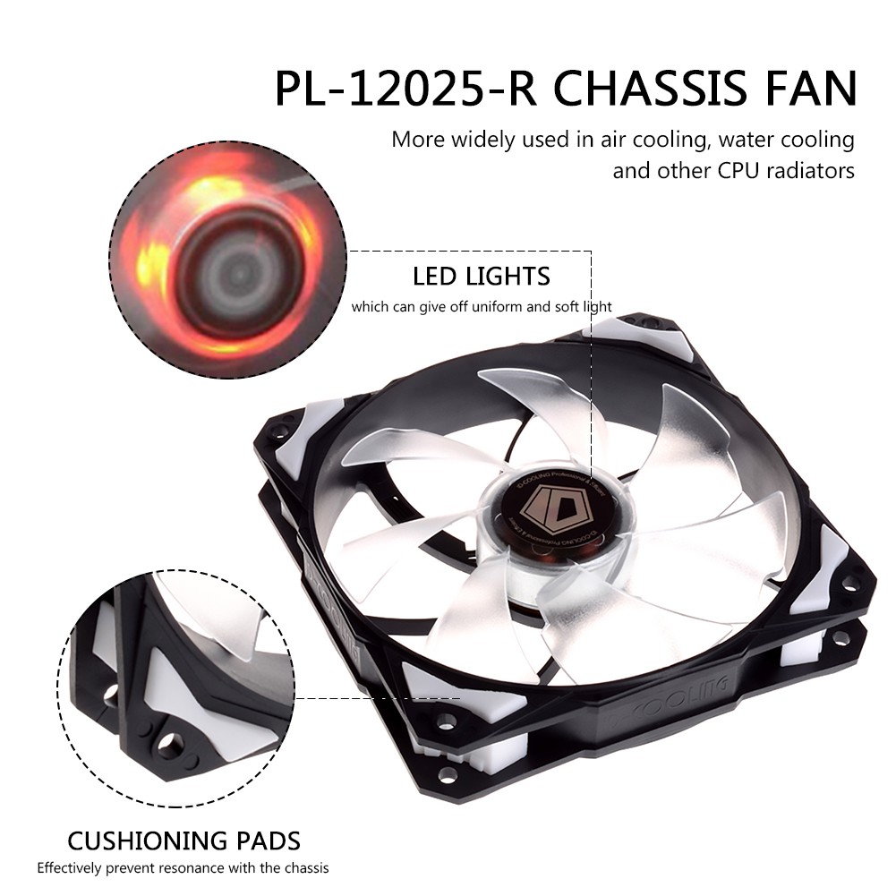 ID-COOLING PL-12025 12cm LED Chassis Pc Fan 4pin pwm Temperature ...