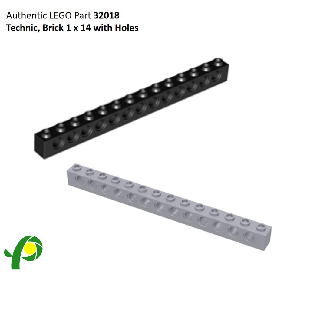 2 X  Lego 32018 Technic Black Brick 1 x 14 with Holes