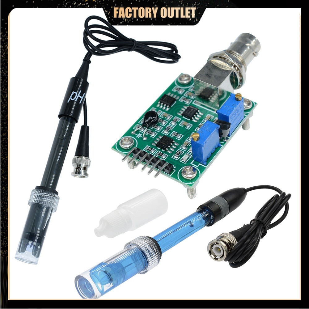 PH Electrode Probe BNC for Arduino + Liquid PH0-14 Value Detect Sensor Module