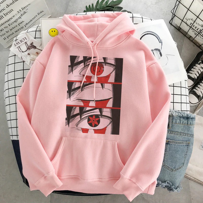 naruto eyes print pullover anime hoodie hip hop sweatshirt harajuku short  sleeve men clothing streetwear hoodies coat