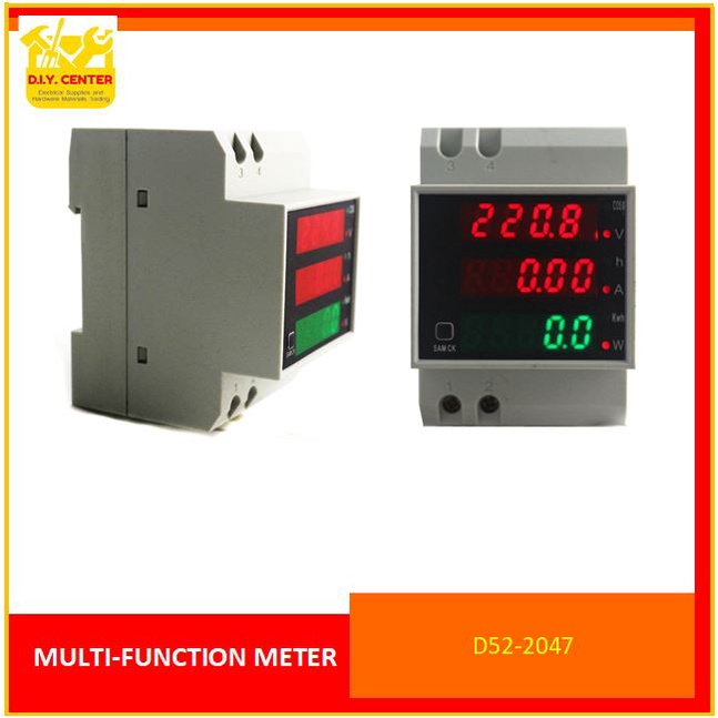 Din Rail Watt Meter AC 80300V / 200450V 100A D522047 Volt Amp Active Power Factor Time Energy