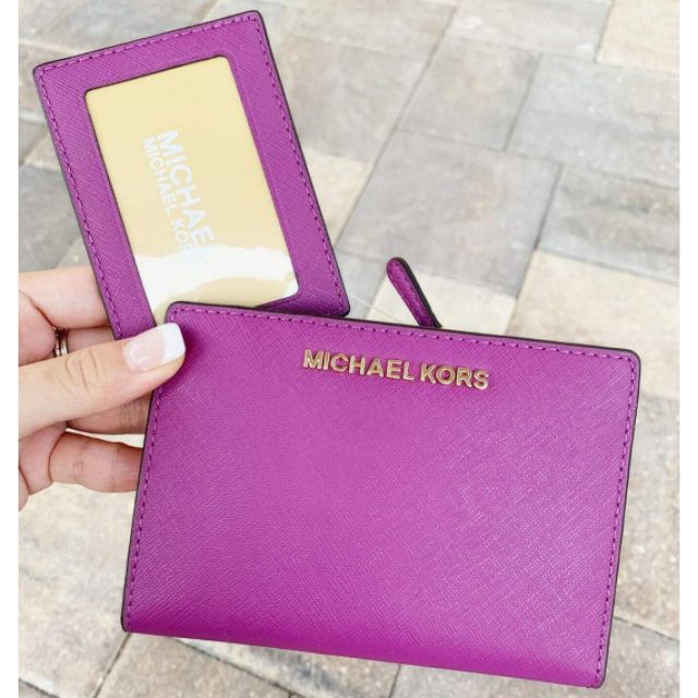 purple michael kors wallet
