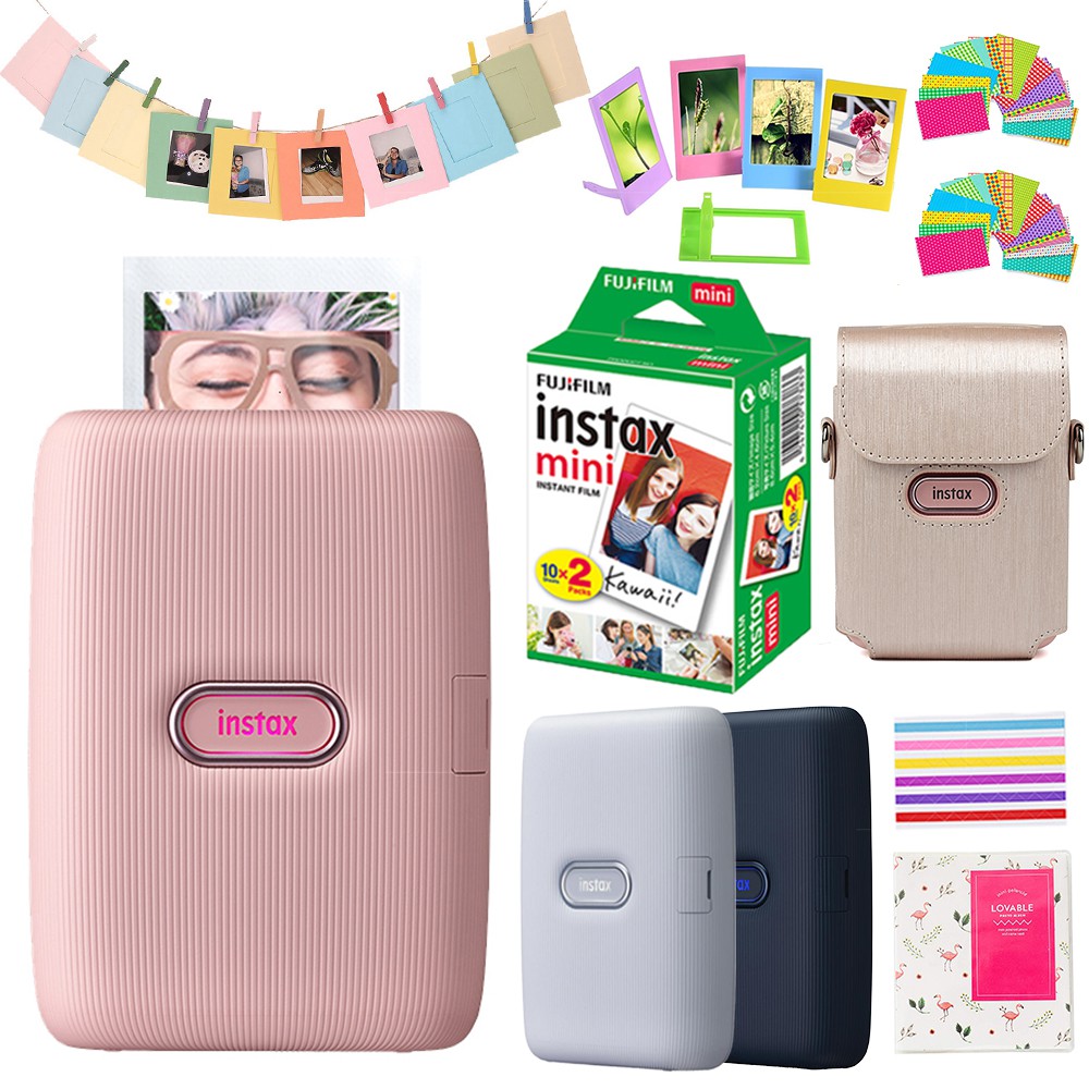 Fujifilm Instax Mini Link Smartphone Printer + 20 Sheets Instant Film + Case + 64 Pockets Album