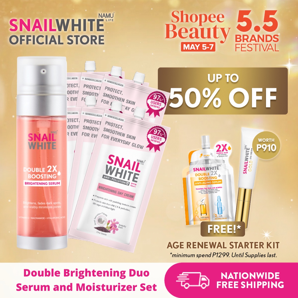 SNAILWHITE Double Glow Duo (Brightening Day Cream 6 Pcs, Double