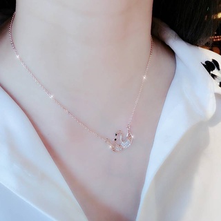 Love swan lucky necklace female short clavicle chain pendant rose gold Japan and South Korea simple jewelry simple necklace female
