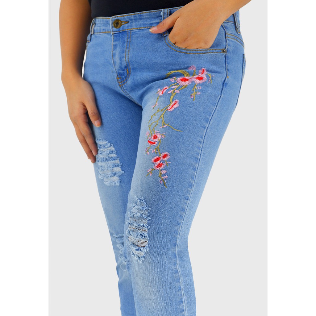 floral jeans