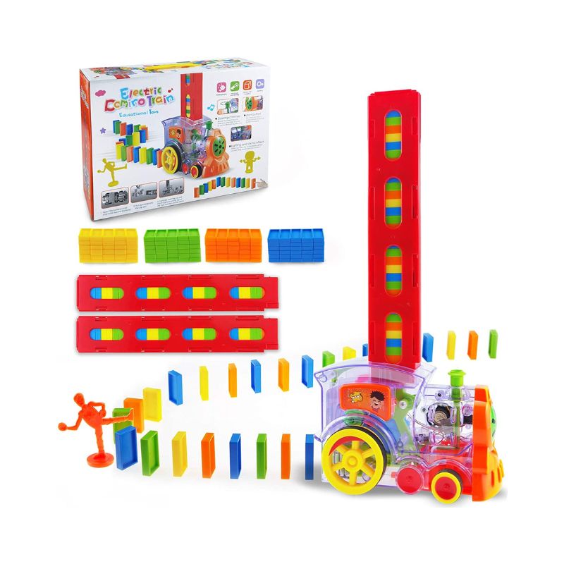 Domino Building Blocks Train Toy Set, Automatic Train Model STEM Toys
