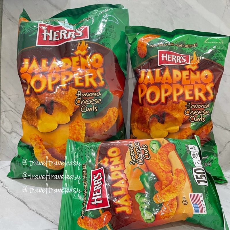 Herrs Jalapeno POPPERS Falvored Cheese Curls Snack USA Flavor Jalapeno