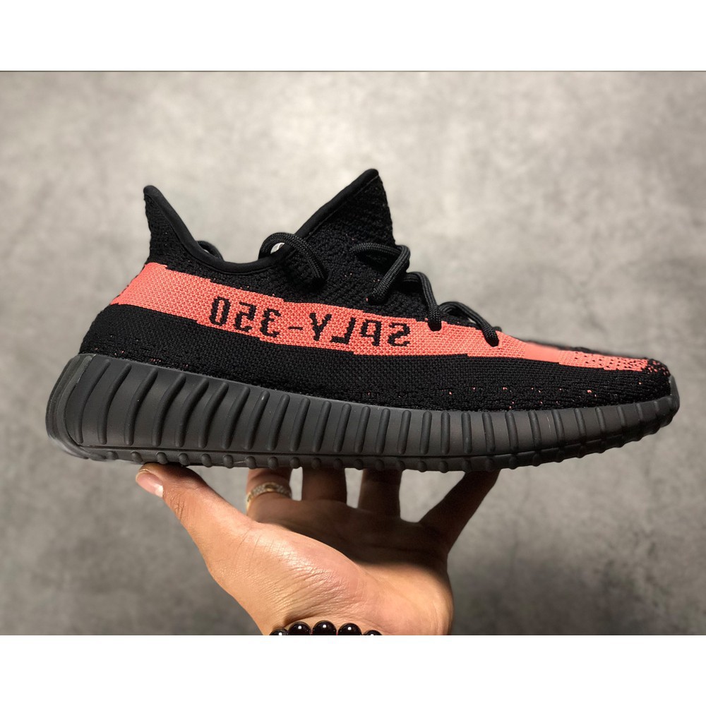 yeezy black with red