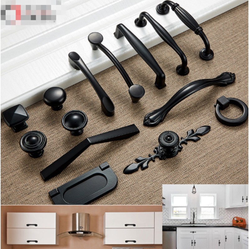 Drawer Wardrobe Kitchen Cupboard Cabinet Door Knobs Black Zinc