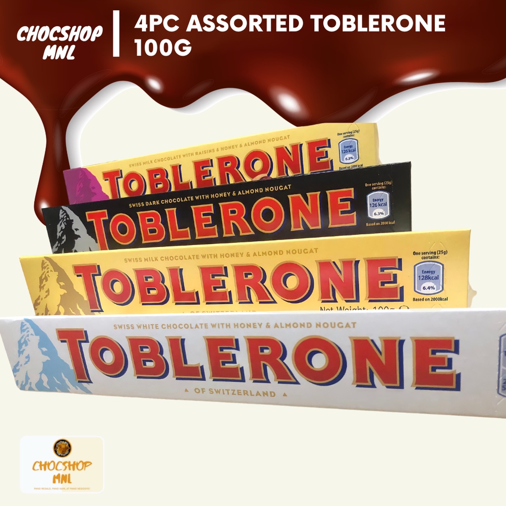 4pc Assorted Toblerone Chocolate, Dark, White and Fruits & Nut Imported