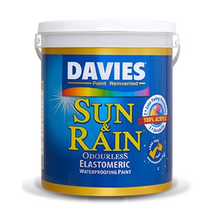 Davies Sun & Rain Elastomeric Paint 100% Acrylic WaterProofing Odorless 4Liter / Gallon (11 Colors)