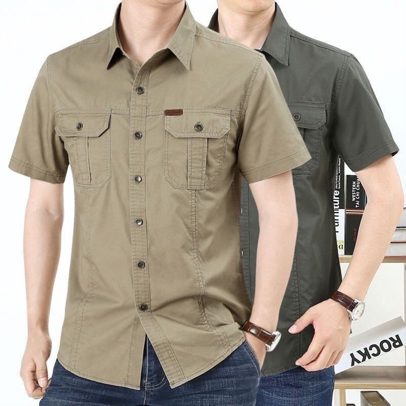 Men's Short Sleeve Shirts Thin Short Sleeve Workwear Polo Shirts Men's ...