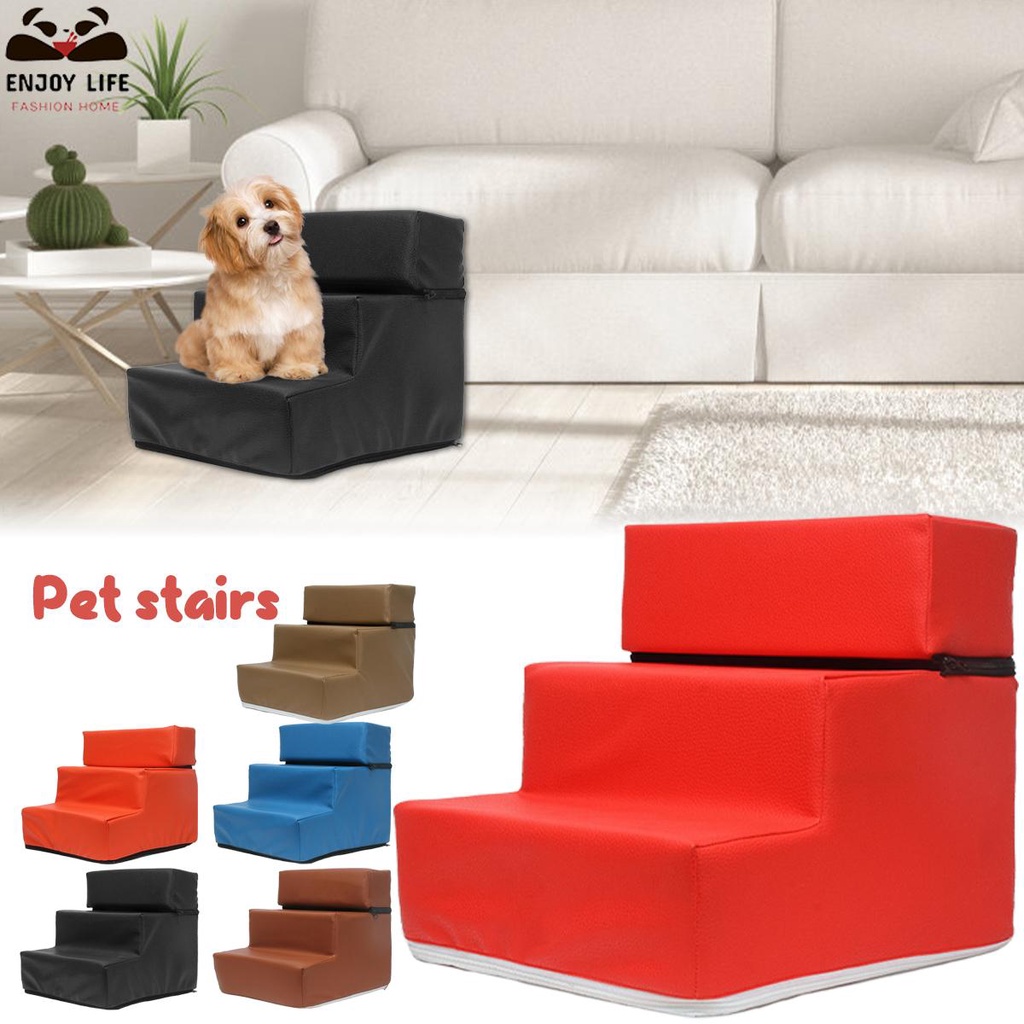 Dog Ramp Stair Cover 3 Step Leather Pet Stair Cover Removable Zipper