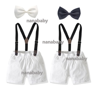 Christening Clothes for Baby Boy Suspender Pants with Bow Tie Baby Boy Baptism Outfit Kids Boy Overalls Baby Photoshoot Outfit