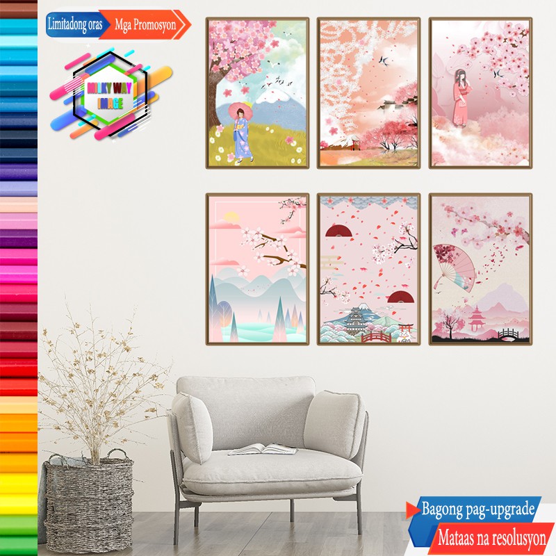 Hx 19 Japanese Style Sakura Illustrations Art Painting Canvas Printed Poster Home Living Room Bedroom Wall Decor No Frame Shopee Philippines