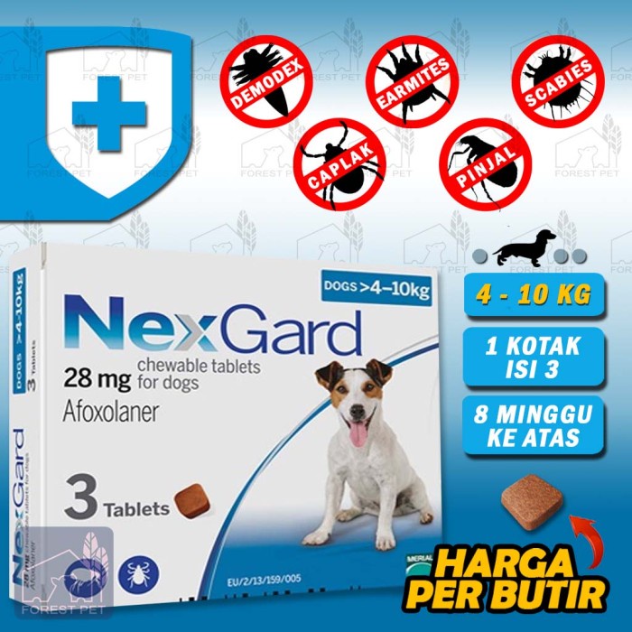 Nexgard 410kg / Dog Flea Medicine / Demodex, Earmites Etc. (1 Tablets