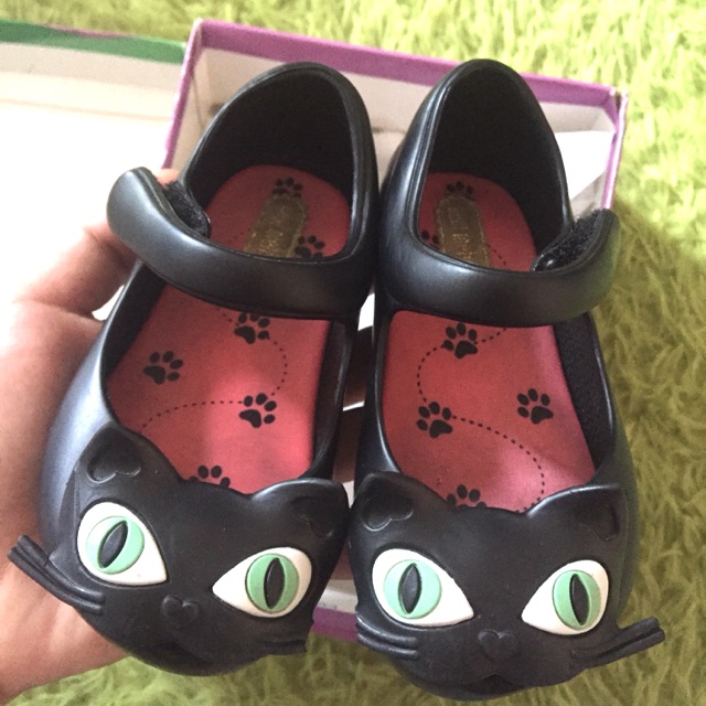 mini melissa black cat shoes