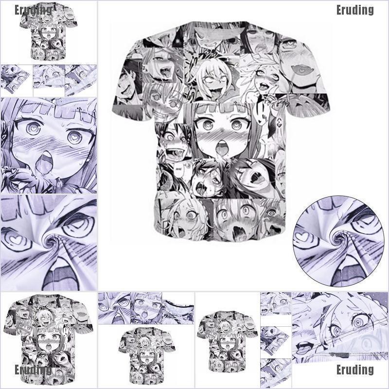 Eruding Unisex 3d Printed T Shirts Graphic Tees Funny Ahegao Anime Short Sleeve Top Tees Shopee Philippines
