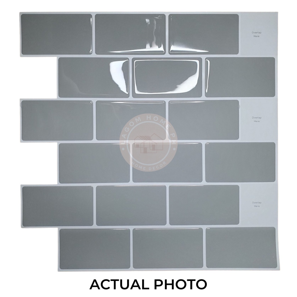 Sticker Wall tile 3D - Peel and Stick Kitchen or Bathroom Backsplash Gray Small Subway Tile