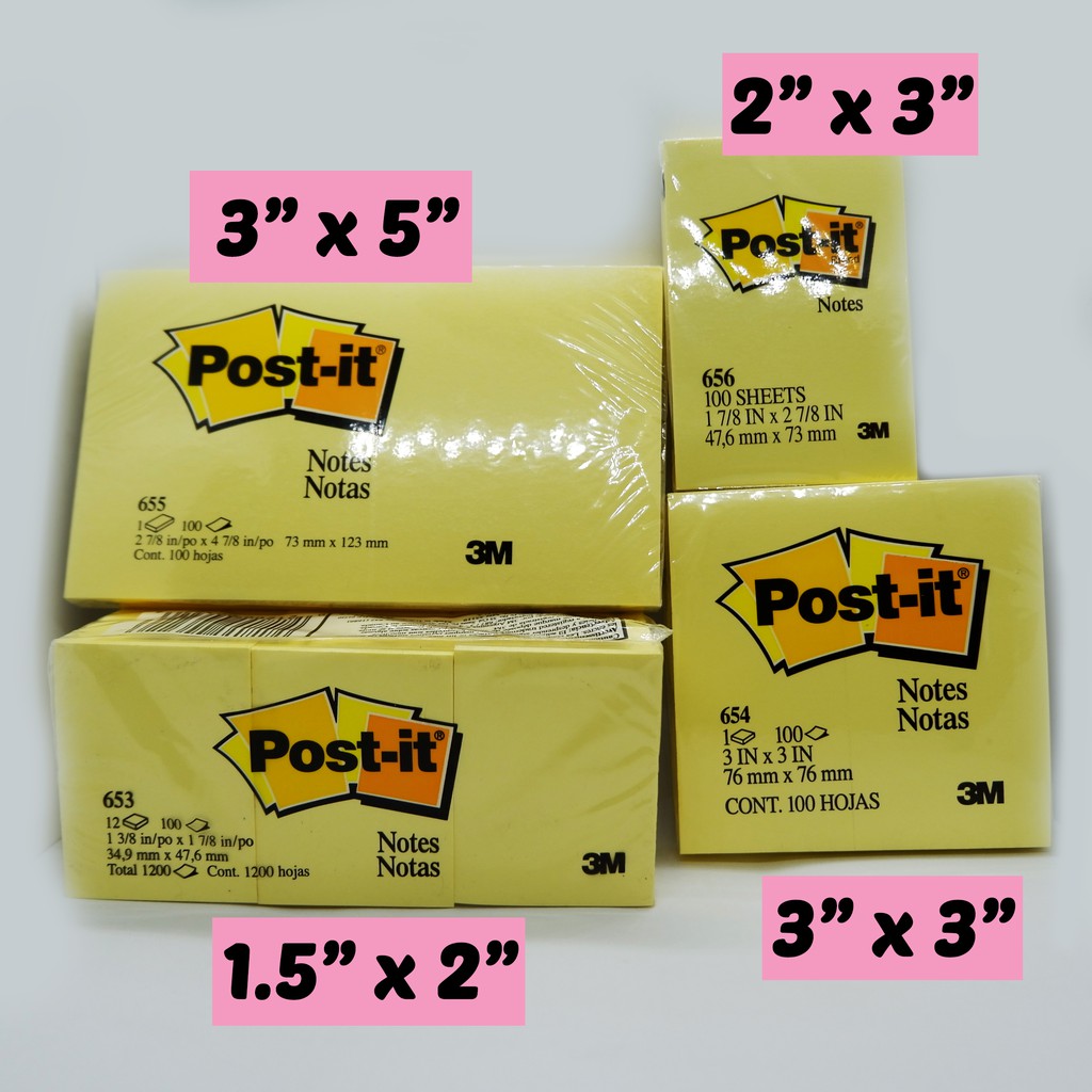 sticky notes sizes