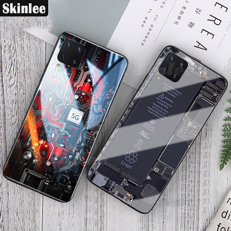 For Huawei Nova 7i Case Hard Back Tempered Glass Mirror Casing Circuit